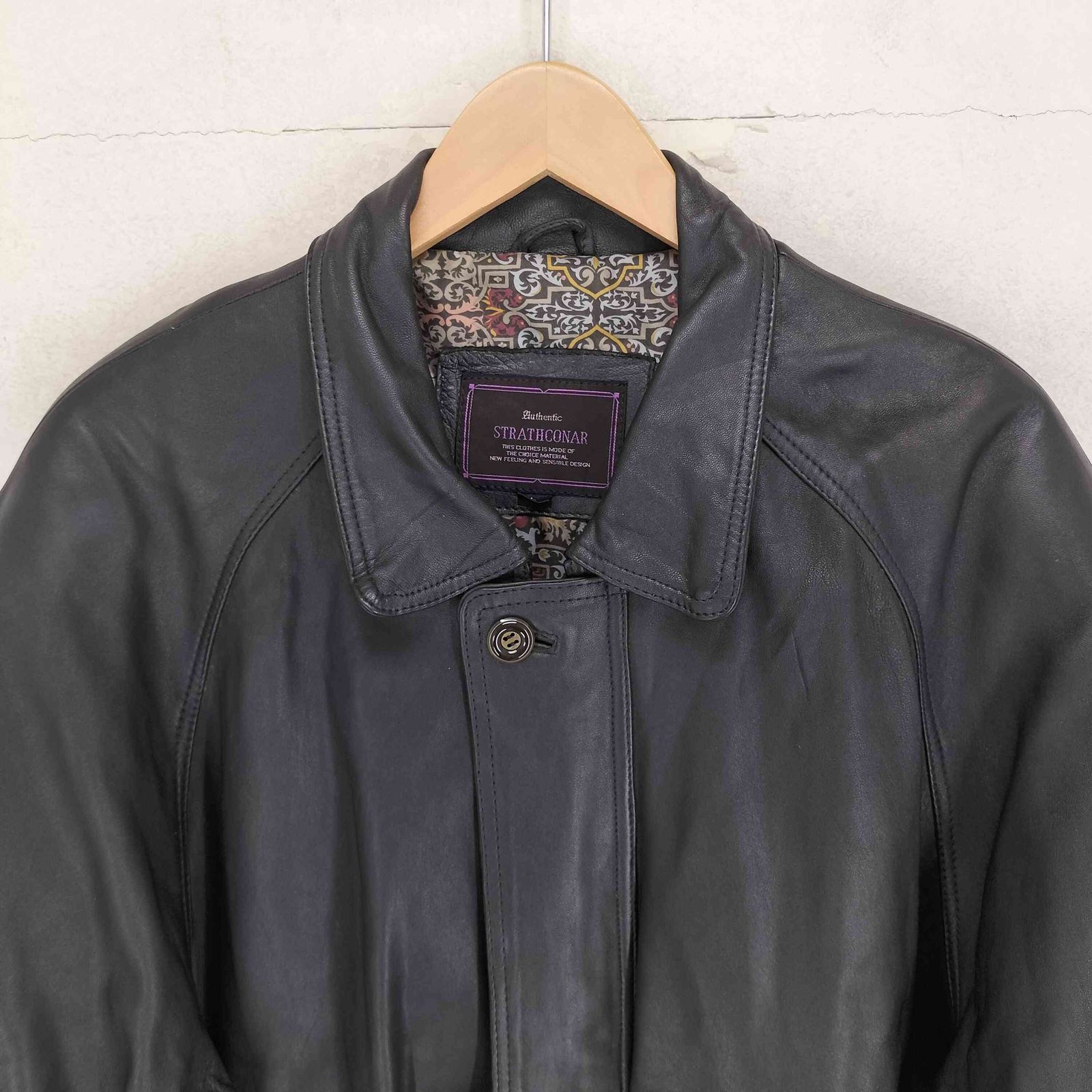 ユーズドフルギ USED古着 STRATHCONAR lamb leather 裏地総柄 比翼
