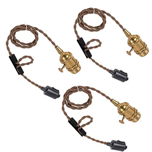 共同照明 3個セット ダクトレール用 電球ソケット E26 スイッチ付き ペンダントライト 1灯 (GT-GD-C1-3B) 吊り下げ灯 led電球対応 ソケット照明 電気ソケット おしゃれ 天井照明 北欧 シンプル レトロ アンティーク 玄関 カフ 国内発送