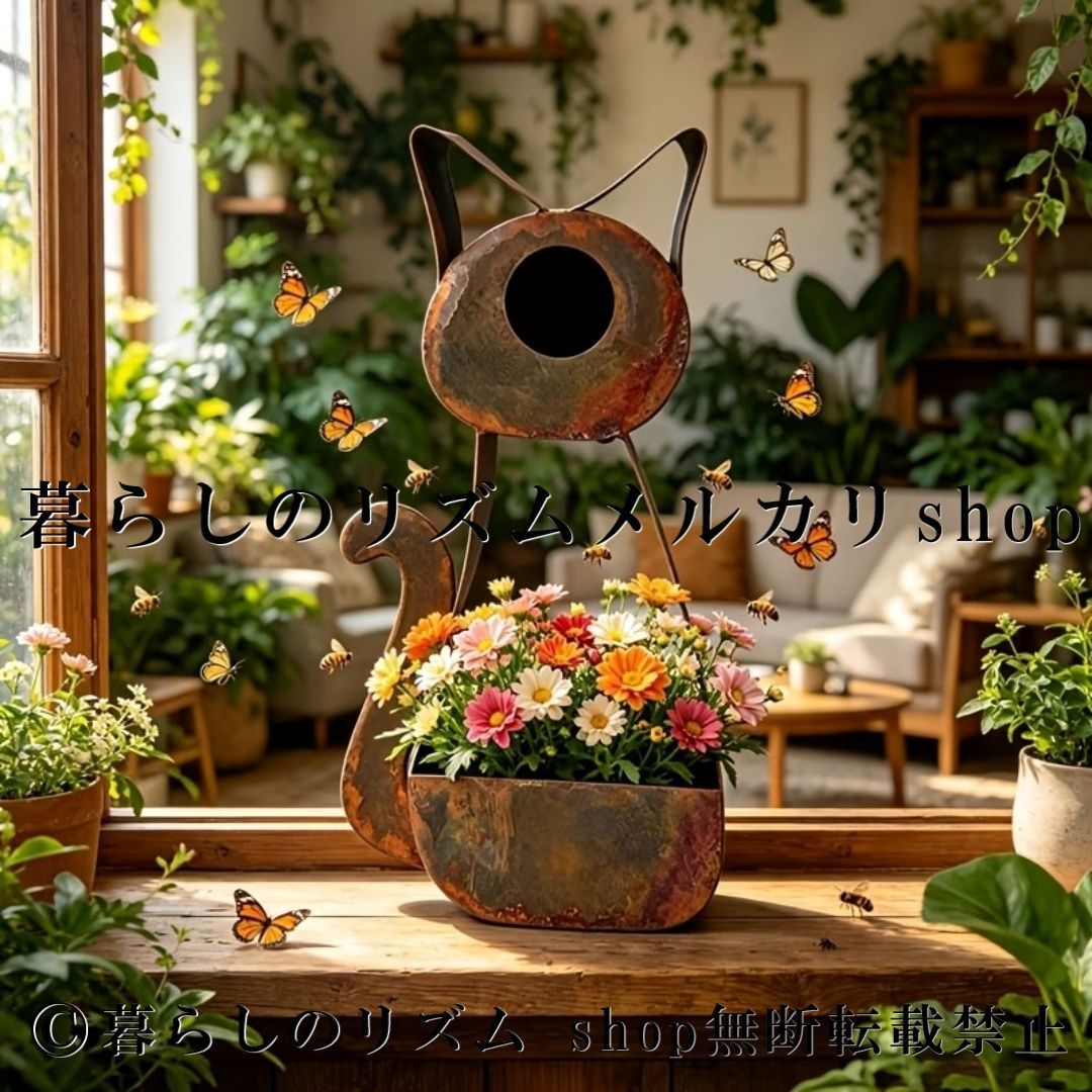 植木鉢 アイアン製 ダメージ加工 プランター キャット フラワーポット ガーデンオーナメント ガーデンデコレーション ガーデン雑貨 アンティーク調 レトロ メタル プランターカバー 鉢カバー 観葉植物 多肉植物 サボテン 花 苗 ガーデニング 庭 5,950円