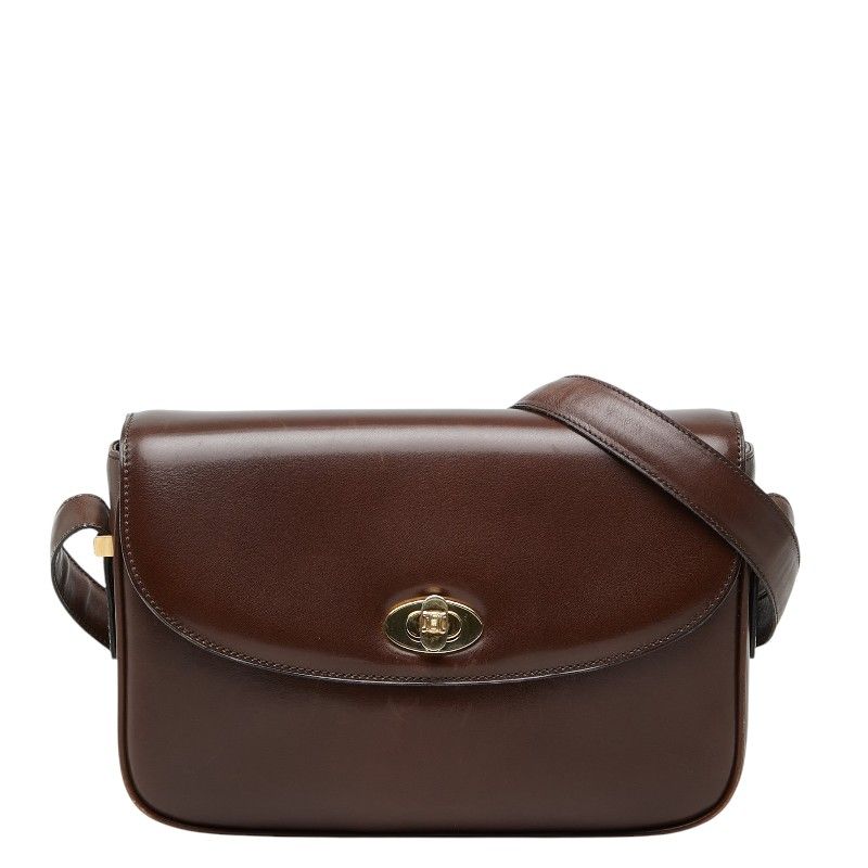 セリーヌ 斜め掛け ショルダーバッグ ブラウン レザー レディース CELINE【1-0278681】