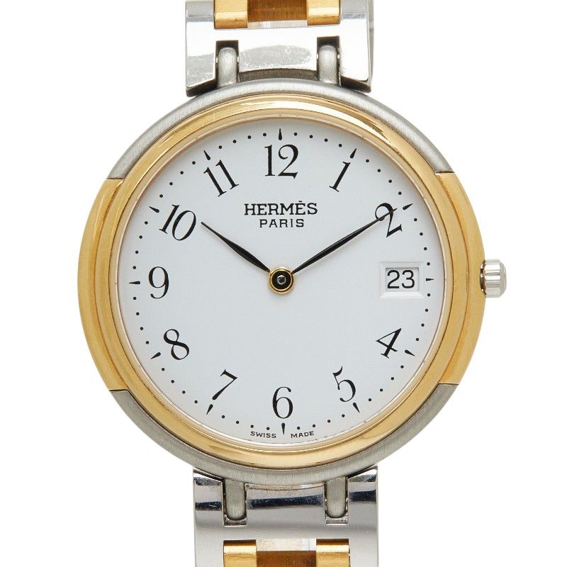エルメス ウィンザー 腕時計 62.03 ホワイト ゴールド シルバー ステンレススチール レディース HERMES【214-79852】