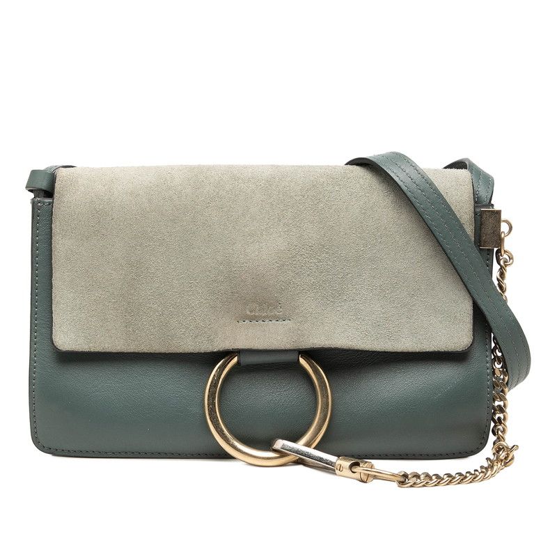 クロエ フェイ 斜め掛け ショルダーバッグ ブルー系 レザー スウェード レディース Chloe【1-0279986】