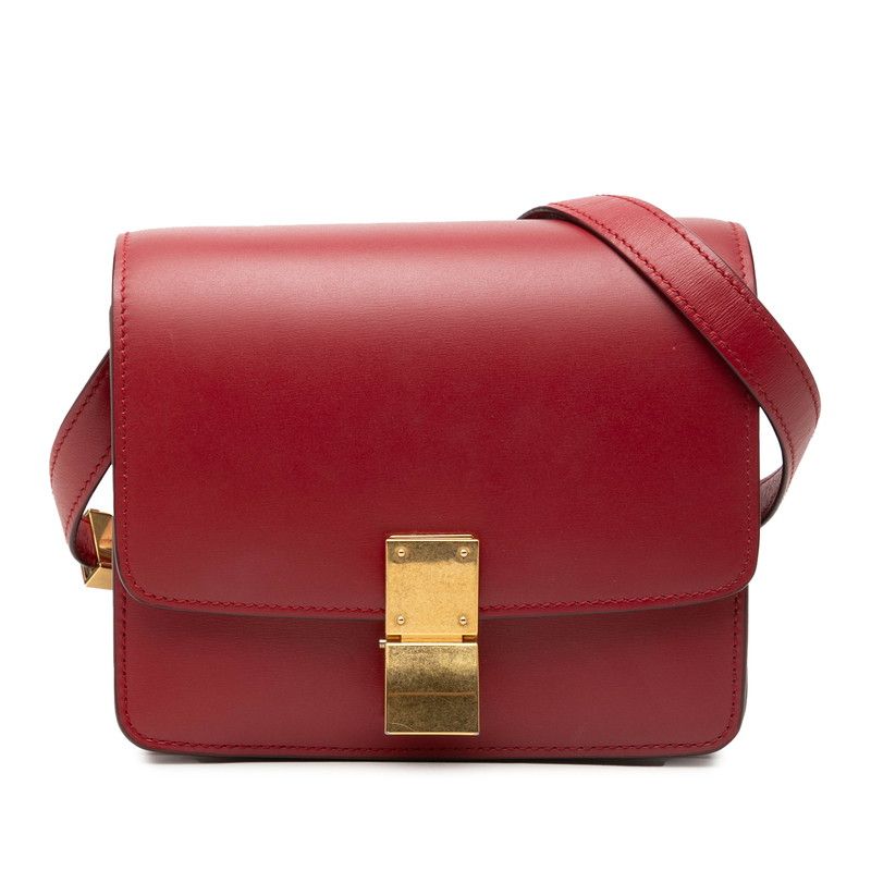 セリーヌ クラシックボックス スモール ショルダーバッグ レッド レザー レディース CELINE【1-0281733】