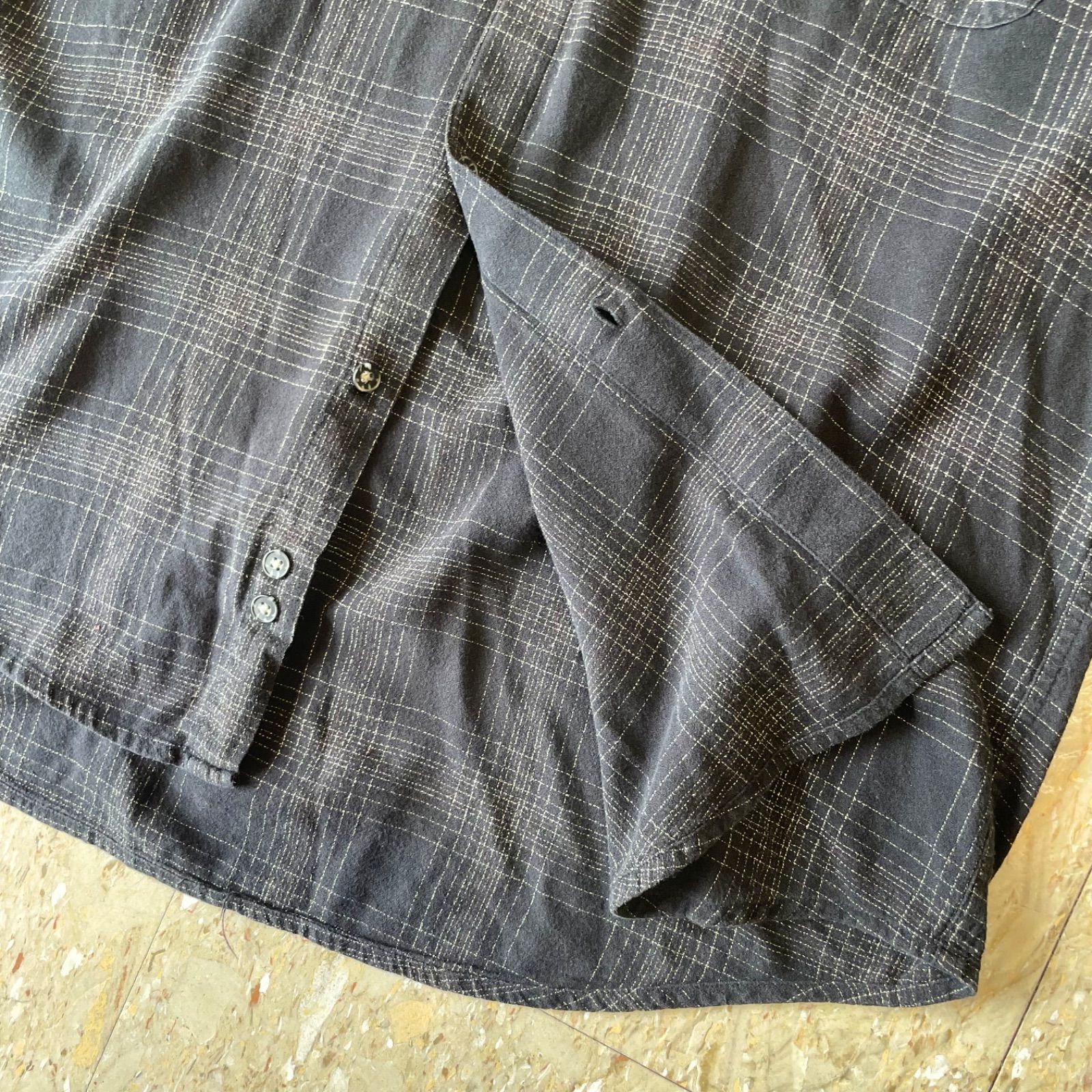 90s- 【 Perry Ellis 】 コットン100 オンブレ チェック 半袖 シャツ