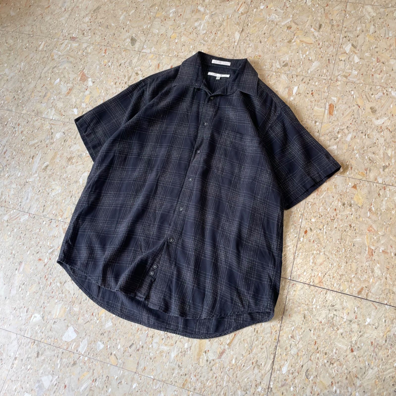 90s- 【 Perry Ellis 】 コットン100 オンブレ チェック 半袖 シャツ