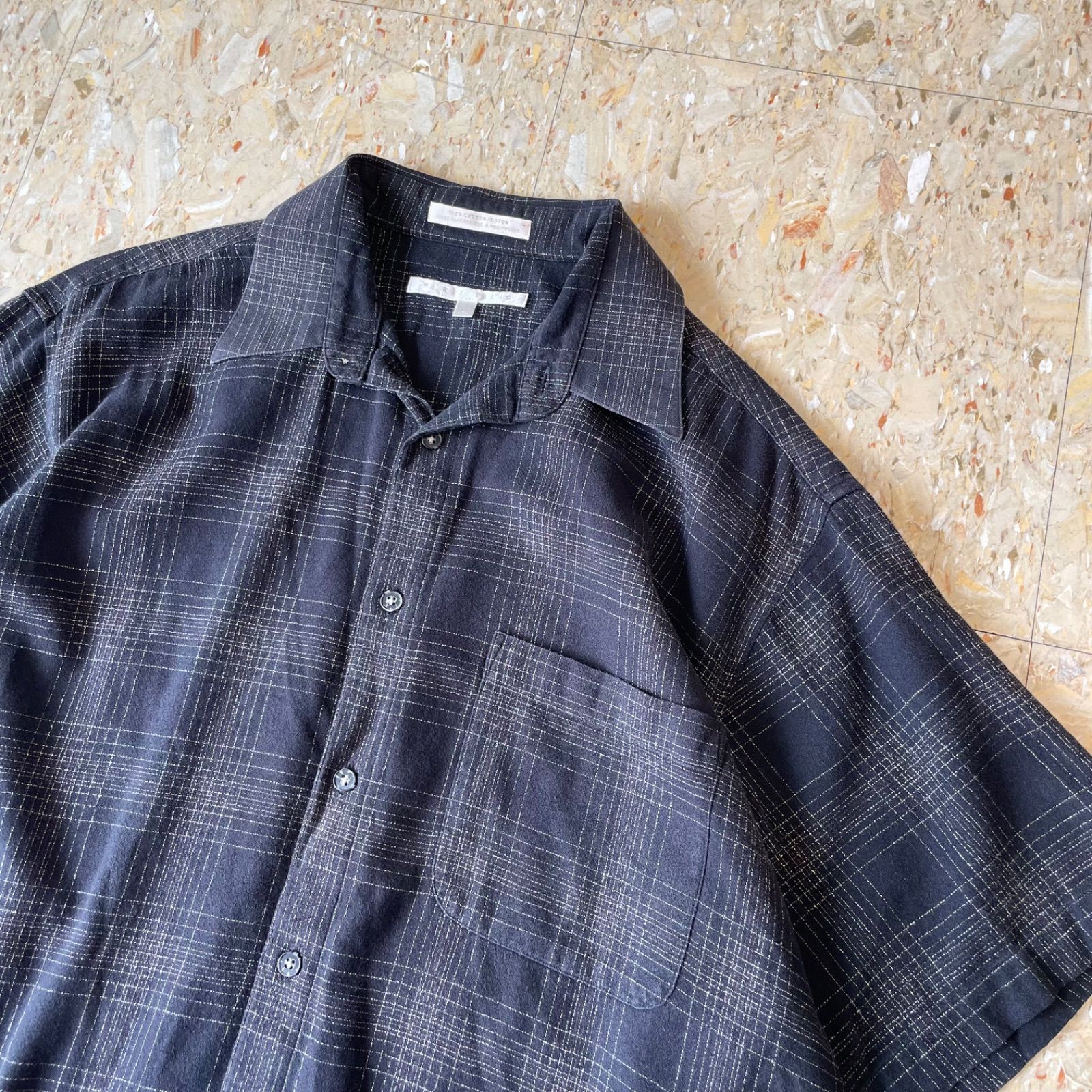 90s- 【 Perry Ellis 】 コットン100 オンブレ チェック 半袖 シャツ