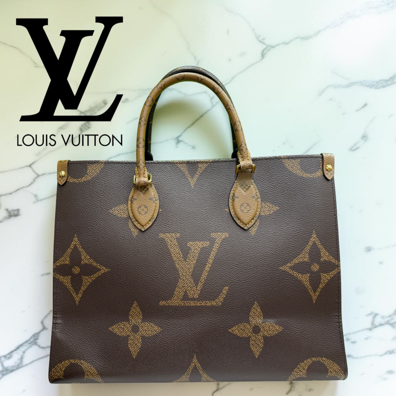 【良品】ルイヴィトン LOUIS VUITTON ジャイアントモノグラムリバース　オンザゴーMM モノグラム トートバッグ　ショルダーバッグ　２WAY GiantRevers Onthego MM