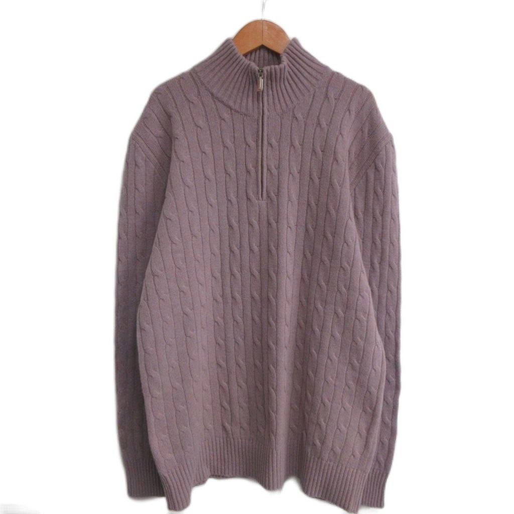 エルメネジルドゼニア Ermenegildo Zegna ヴィンテージ ウールカシミヤ ハーフジップニット ケーブル編み ペールパープル ■MNK10 9,869円