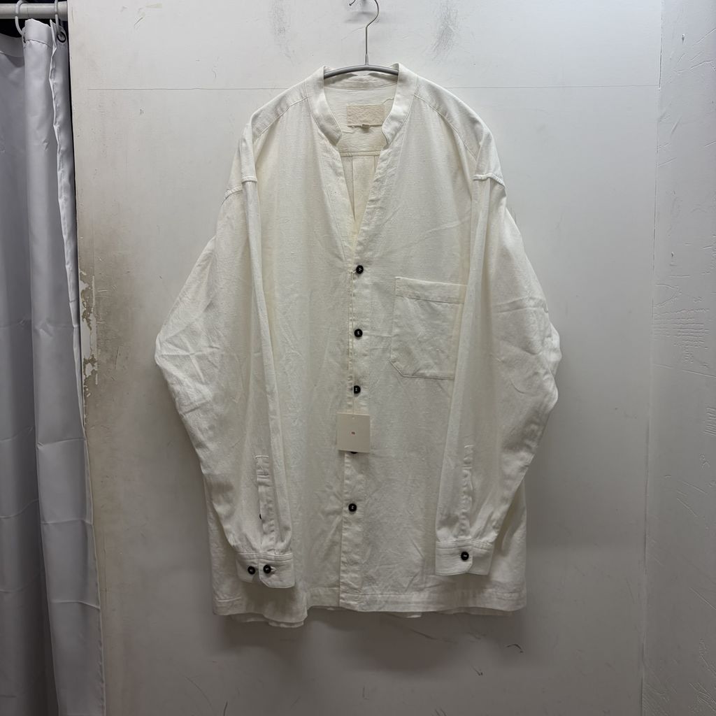 YOKO SAKAMOTO ヨーコサカモト 23SS WEAVERS V NECK SHIRT 長袖シャツ YS-23SS-23 ホワイト size:M【中目黒B07】