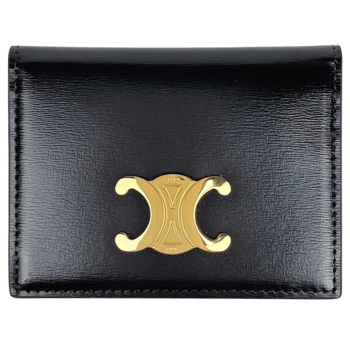 セリーヌ CELINE カードケース トリオンフ レザー ブラック レディース 【中古】