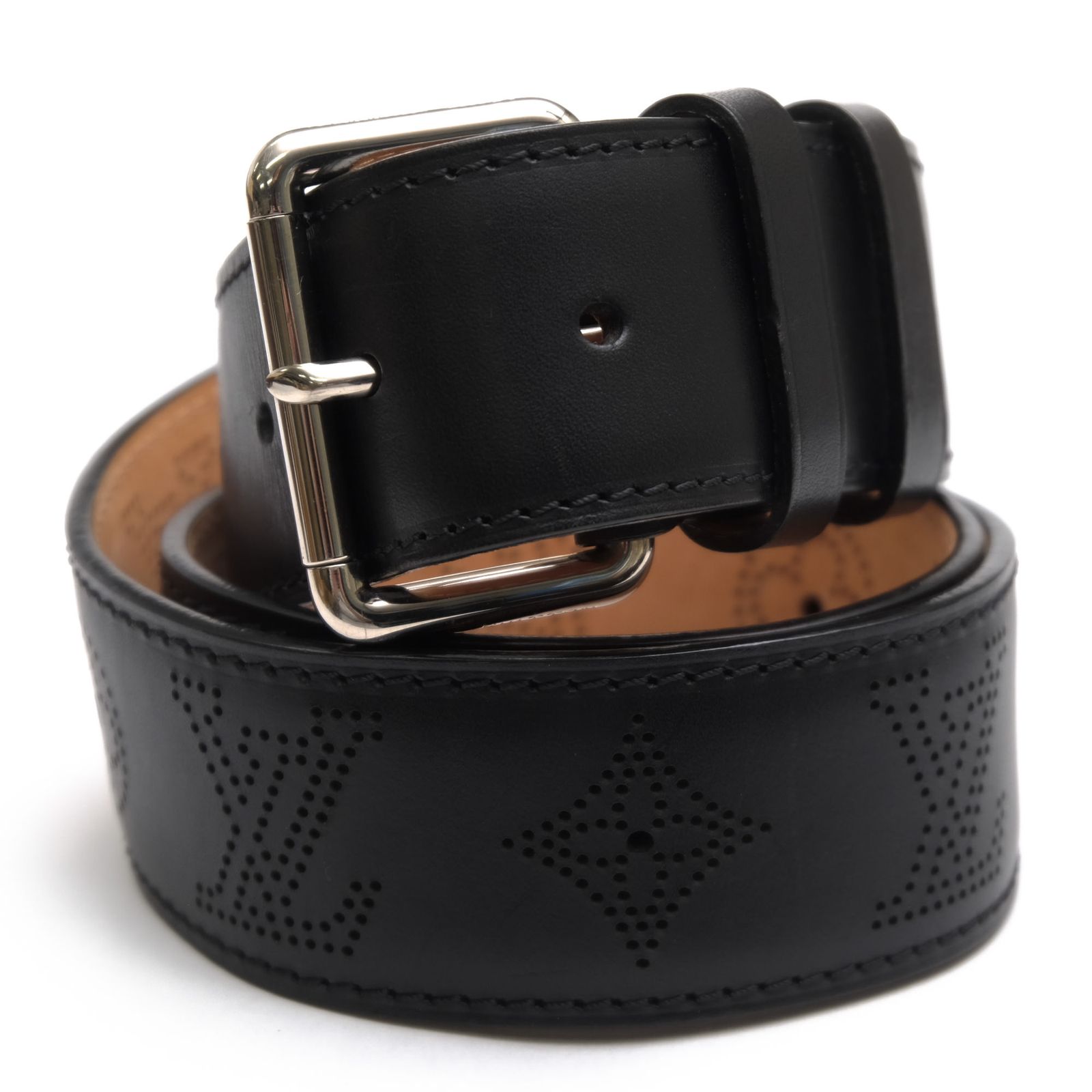ヴィトン／Louis Vuitton ベルト ビジネス メンズ 男性 男性用 レザー 革 本革 ブラック 黒 M6931 Santule Perforated Belt サントゥール マヒナ モノグラム