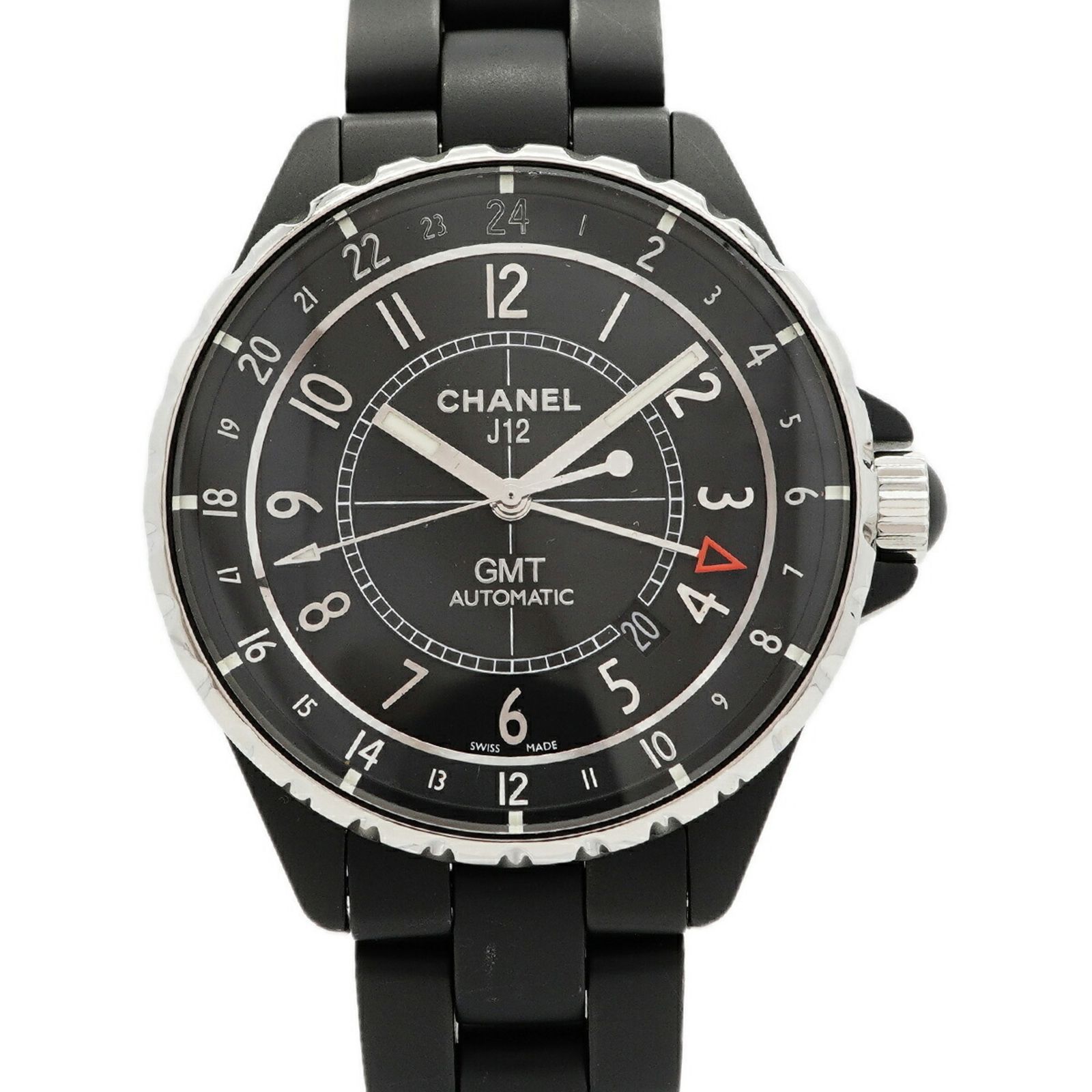 シャネル J12 GMT マットブラック H3101 黒文字盤腕時計 メンズ