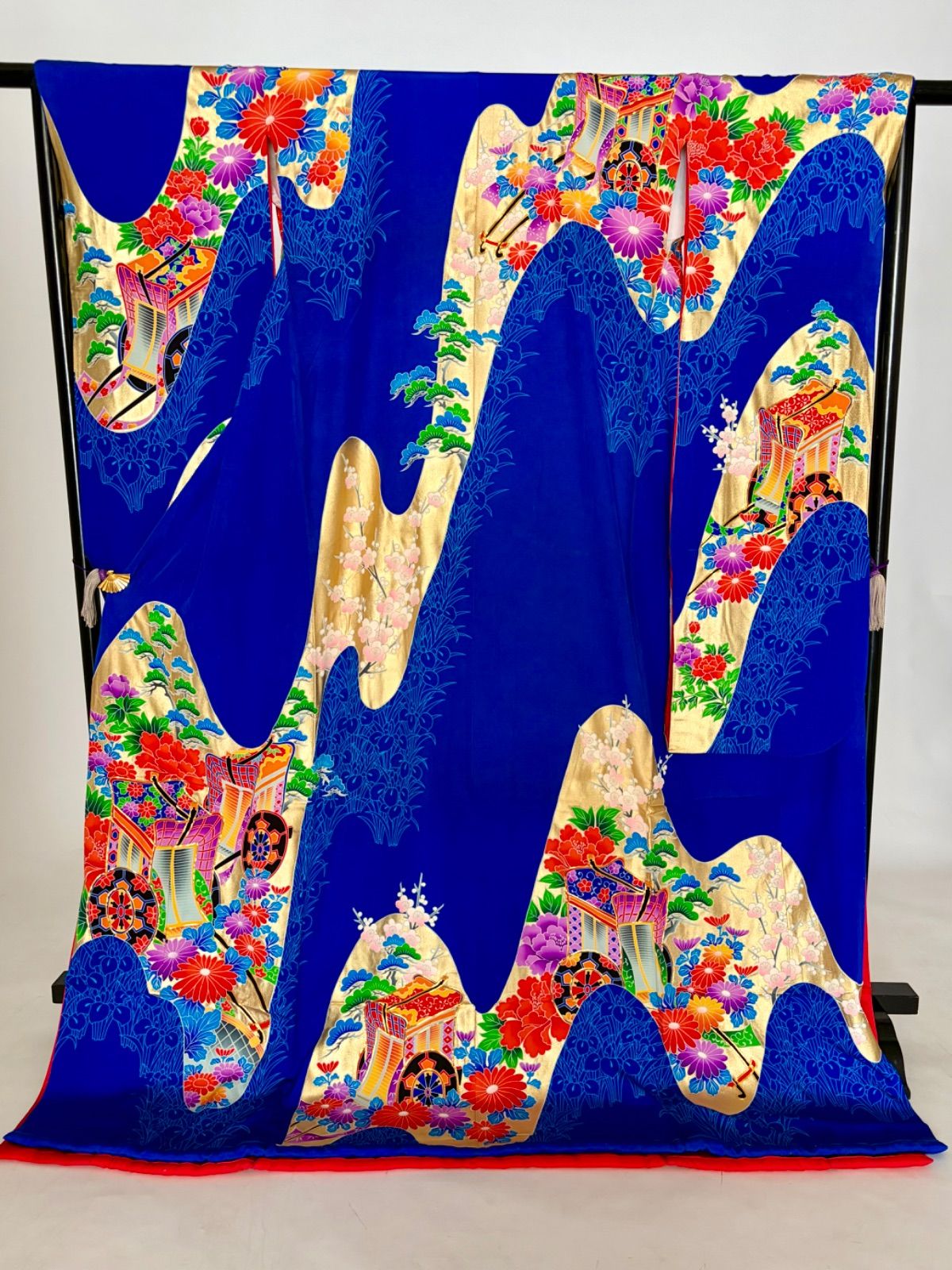 青　引振袖　花嫁　正絹　レトロ