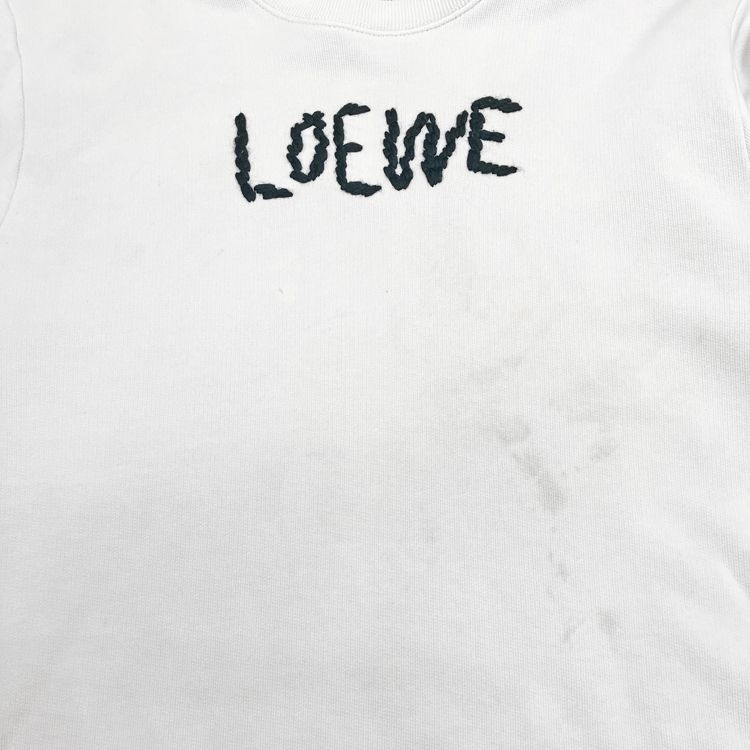 LOEWE ロエベ ロゴ刺繍 クルーネック スウェット ホワイト size=S