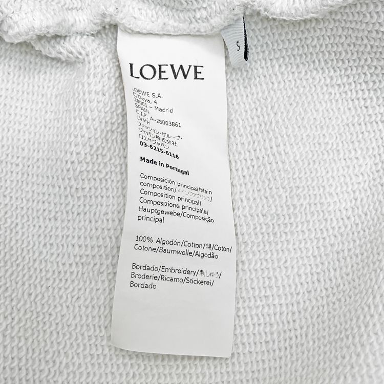 LOEWE ロエベ ロゴ刺繍 クルーネック スウェット ホワイト size=S