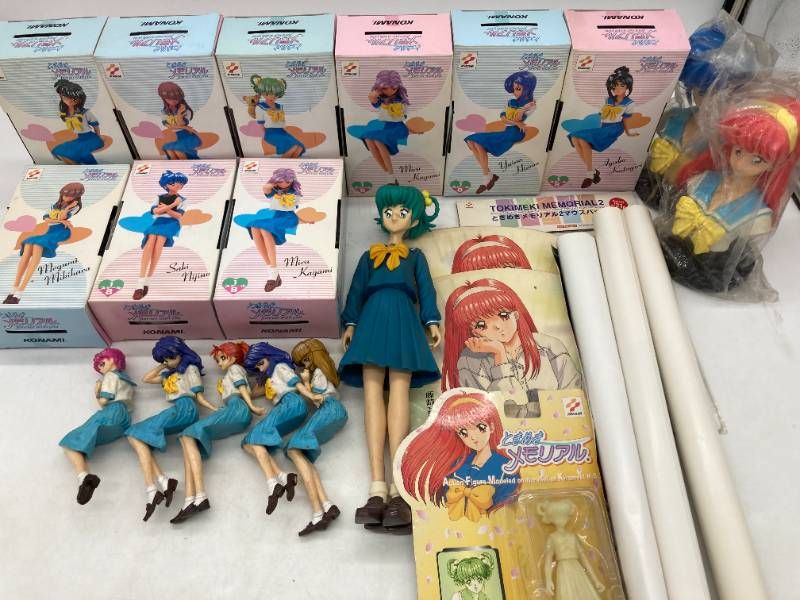 【大量まとめ】ときめきメモリアル グッズ 約2.6kg フィギュア/うちわ/マウスパッド 他 美少女 ゲーム 平成レトロ 当時物