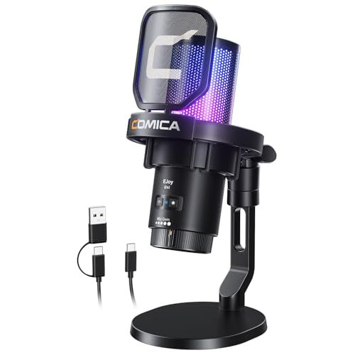 COMICA コンデンサーマイク ストリーミングマイクUSB-C 単一指向性 48kHz/24bit RGB ライト リアルタイムモニタリング USB PC/PS5/PS4/ スマホ対応 配信/録音/テレワーク YouTube Skype Discord ｍａ 7,894円
