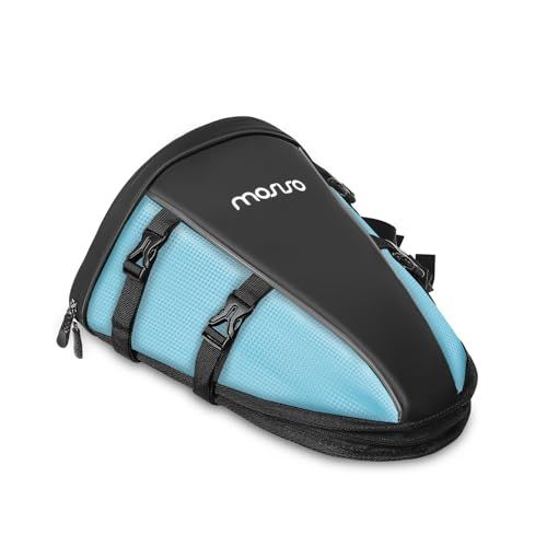 MOSISO バイク用 テールバッグ、多機能 耐水 ポリエステル 収納サドル袋、10L アウトドア スポーツ バイク 後部座席 ライト タンク ツールキャリーバッグ ショルダーストラップ付き(アイス ブルー)送料無料 c320148c