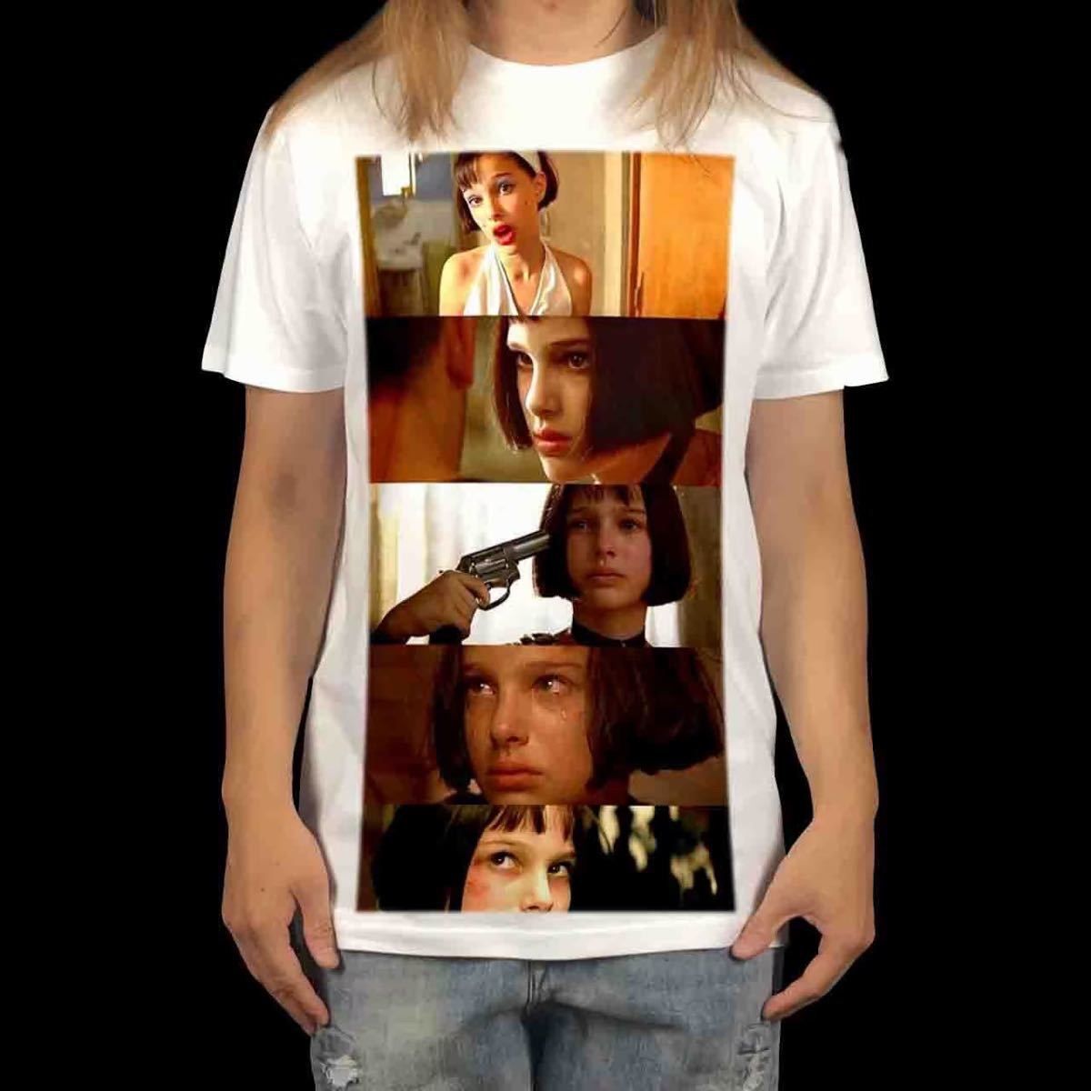 オリジナル Tシャツ ビッグ プリント LEON レオン ショートカット少女 マチルダ シーン 映画 Tシャツ S M L XL タイト ジャスト 大きい ビッグ オーバーサイズ メンズ レディース ユニセックス ピンククリーム