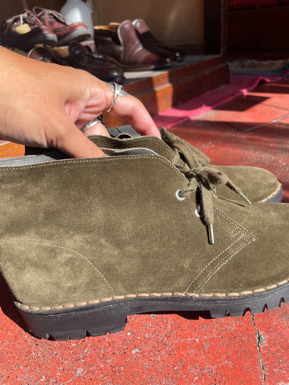 GRENSON Footmaster suede chukka boots (olive brown, UK6, made in England) 10
