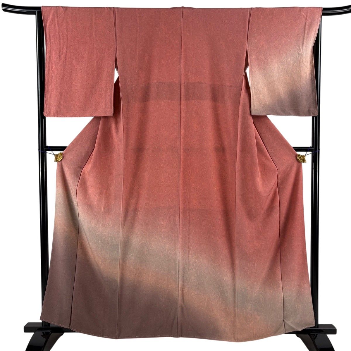 【美品】 付下げ 身丈161.5cm 裄丈65cm M 袷 落款 墨流し 染め分け ぼかし ピンク 正絹 名品 【中古】