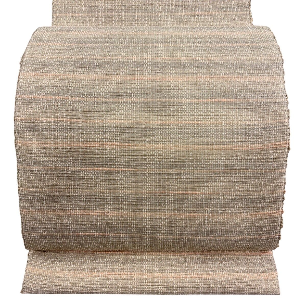 【美品】 名古屋帯 名品 証紙 八寸名古屋帯 松葉仕立て 鈴乃屋 縞 ベージュ 正絹 【中古】
