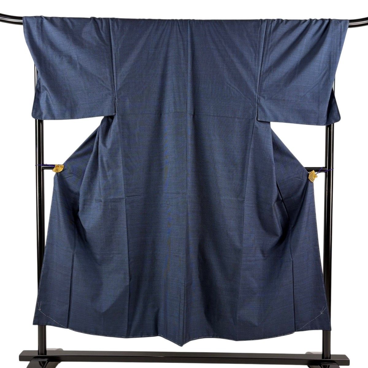 【美品】 男着物 身丈148cm 裄丈72.5cm L 袷 大島紬 証紙 亀甲絣 紺色 正絹 秀品 【中古】