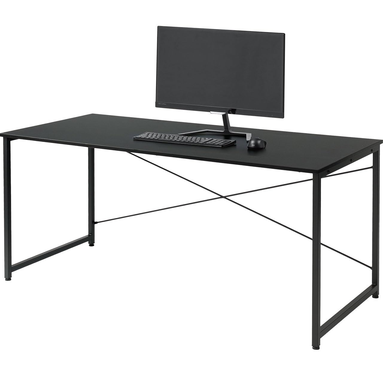 サンワダイレクト パソコンデスク 幅160×奥行70cm モニターアーム対応 机 PCデスク 組立簡単 ブラック 100-DESKF063BKｍａ