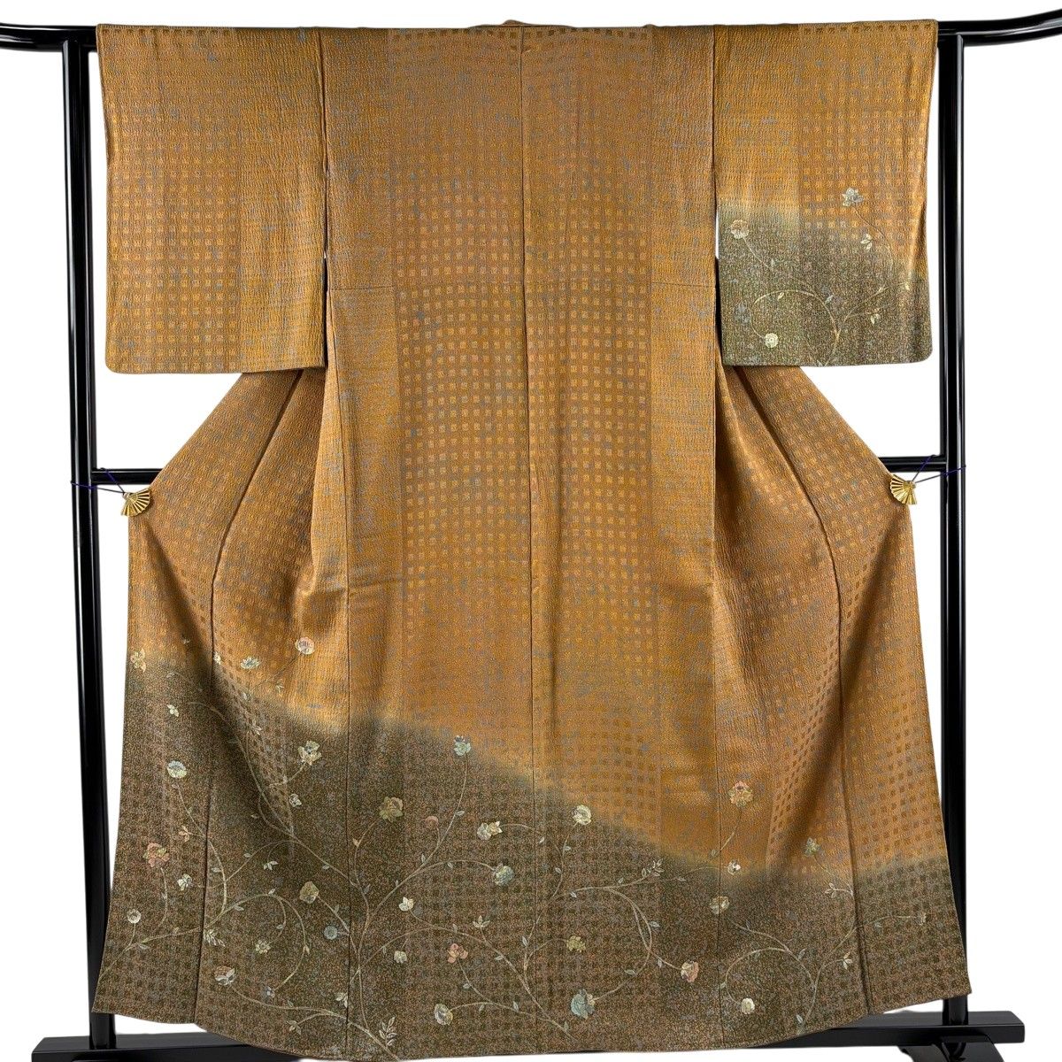 【美品】 付下げ 身丈157cm 裄丈62.5cm S 袷 枝花 金彩 ぼかし 茶色 正絹 秀品 【中古】 6,336円