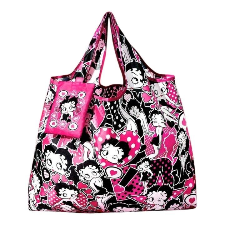 Betty Boop ベティちゃん エコバッグ 収納ポーチ付き 総柄 ピンク マイ