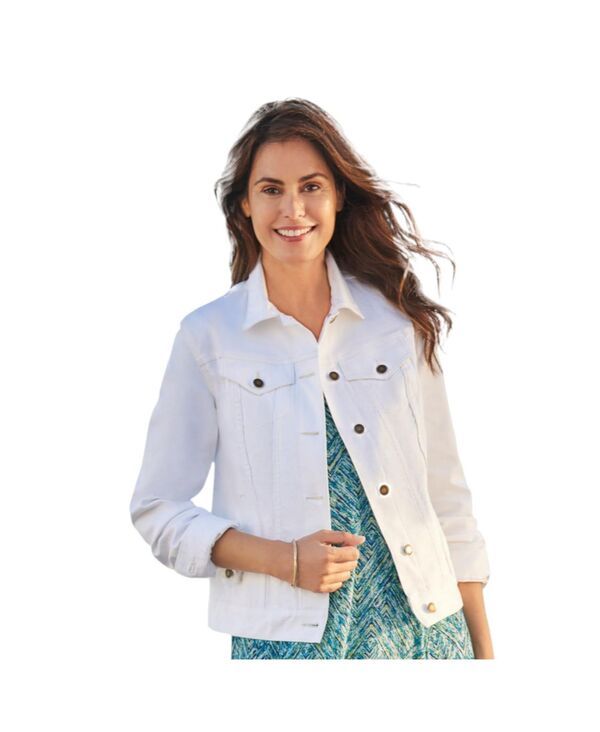 ウーマン ウィズイン レディース アウター ジャケット・ブルゾン デニム ジャケット Woman Within Womens Within Stretch Denim Jean Jacket Whit