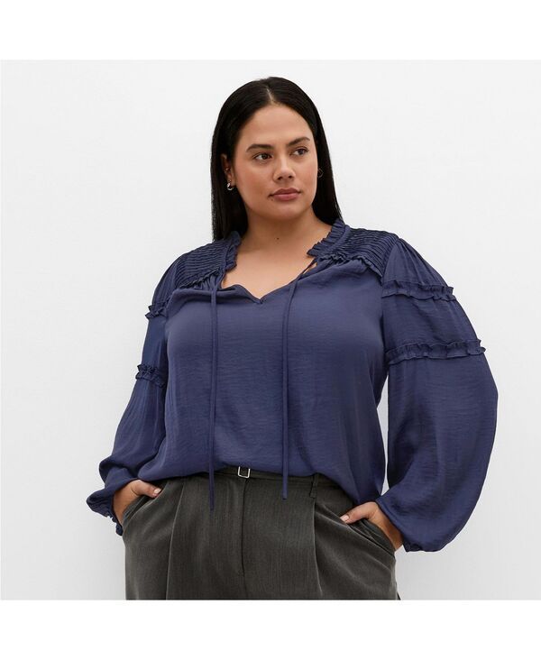 シティーシック レディース トップス シャツ CITY CHIC Womens Drama Queen Shirt Navy ネイビー 10,486円