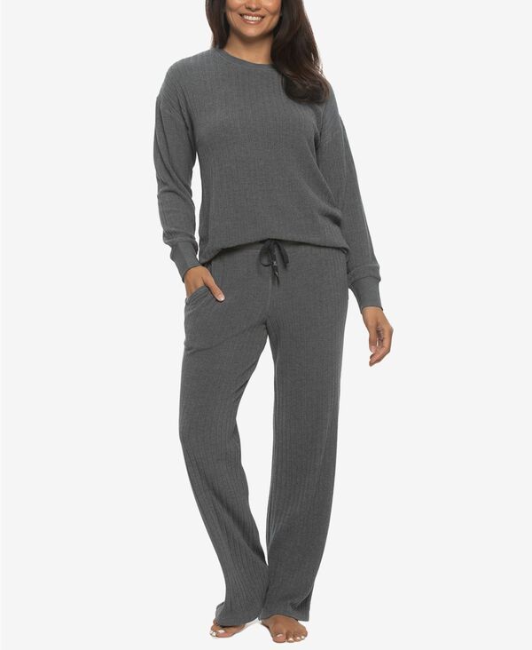 フェリナ レディース アンダーウェア ナイトウェア クルーネック Felina Womens Regular Serena Crew Neck Pullover Brushed Rib Lounge