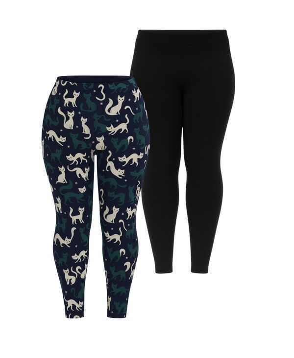 ホワイトマーク レディース ボトムス カジュアルパンツ プリント レギンス White Mark Womens Halloween Cat Print Leggings Blue ブルー
