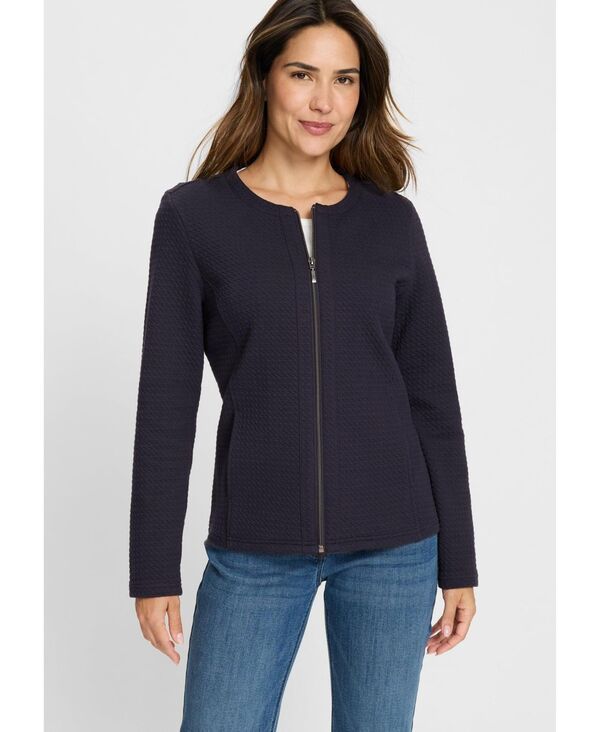 オルセン レディース アウター ジャケット・ブルゾン ジャージー ジャケット Olsen Womens Houndstooth Texture Jersey Jacket Ink blue ブルー 19,236円