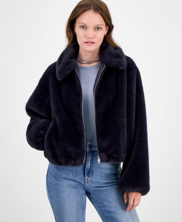 セセ レディース アウター ジャケット・ブルゾン コート CeCe Womens Collared FauxFur Bomber Coat PXSXL Dk Grey グレー