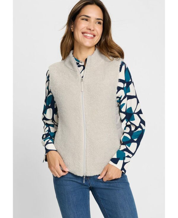 オルセン レディース アウター ニット・セーター ベスト Olsen Womens Mixed Media Zip Front Vest Caffe latte 17,486円