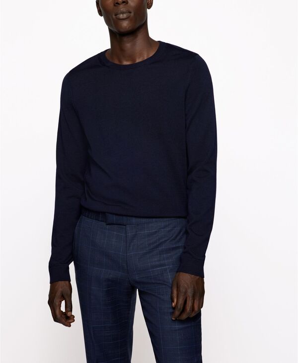 ヒューゴボス メンズ アウター ニット・セーター ウール セーター Hugo Boss Mens SlimFit Merino Wool Sweater Dark Blue ブルー