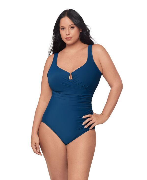 ミラクルスーツ レディース 水着 上下セット プラスサイズ キャップ ケープ Miraclesuit Plusizescape Underwire AlloverSlimming Wrap OnePi