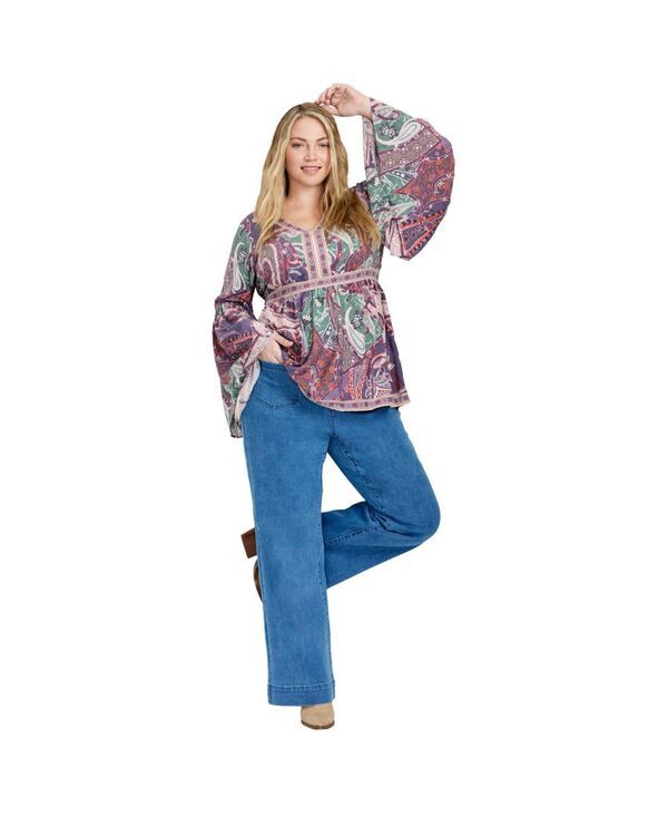 アベニュー レディース トップス シャツ AVENUE Womens Arlo Bell Sleeve Tunic Top Free spirit
