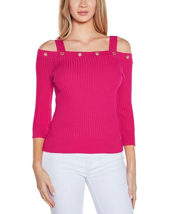 ベルディーニ レディース アウター ニット・セーター Belldini Womens Rhinestone Grommet ColdShoulder Sweater Pomegranate Punch