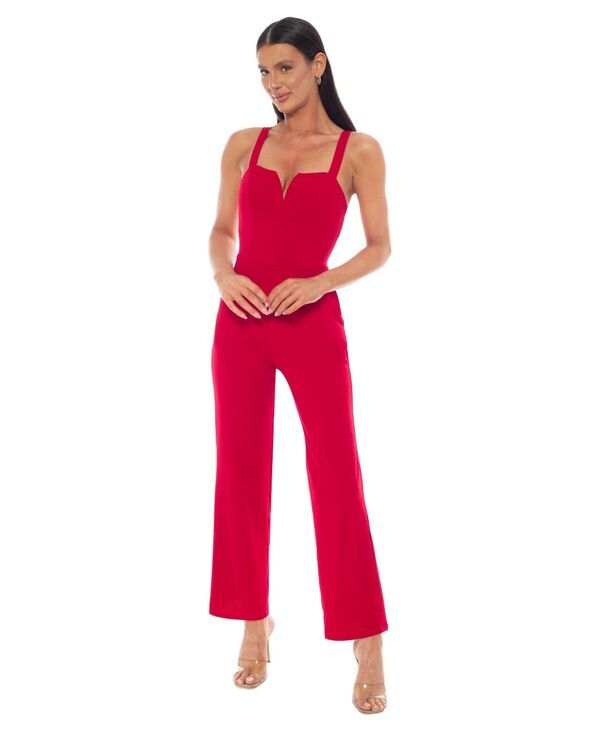 ベベ レディース トップス ジャンプスーツ クレープ スキューバ Bebe Womens Scuba Crepe Jumpsuit With Strap Red レッド