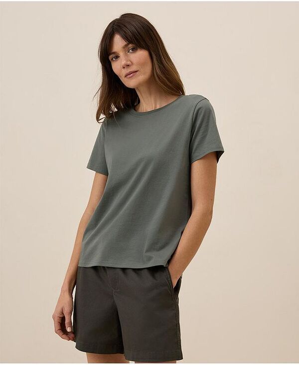 パクト レディース トップス シャツ クルーネック Tシャツ コットン Pact Womens Organic Cotton Softspun Crew Neck Tee Castor grey グレ