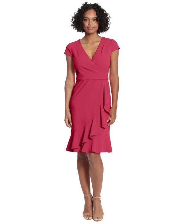 ロンドンタイムス レディース トップス ワンピース Vネック プチ ジャージー London Times Petite VNeck Jersey Fit Flare Dress Cherries Ju