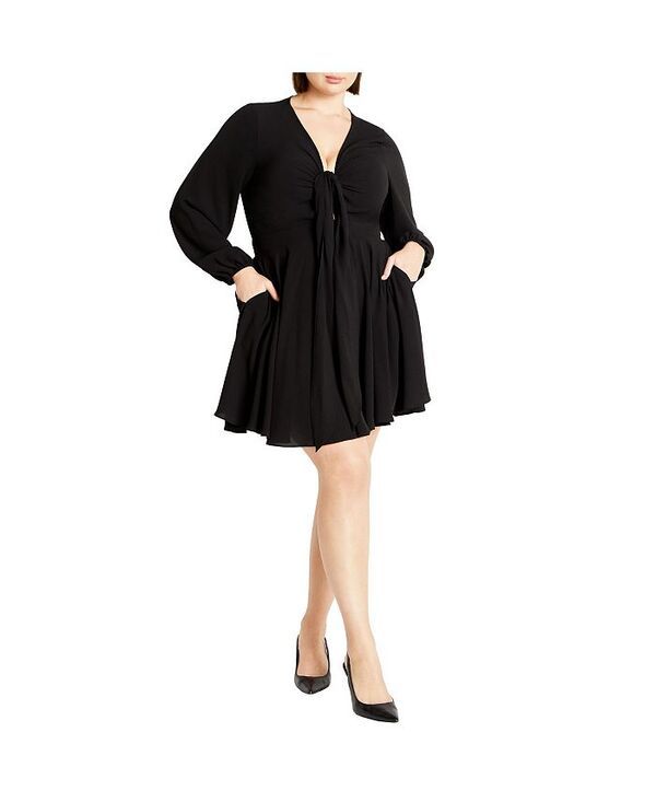 シティーシック レディース トップス ワンピース プラスサイズ CITY CHIC Plus Size Adelyn Dress Black ブラック