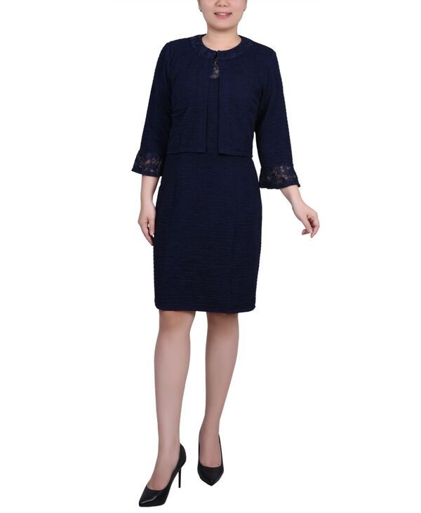 ニューヨークコレクション レディース トップス ワンピース プチ レース ニット NY Collection Petite Two Piece Novelty Knit and Lace Dresse