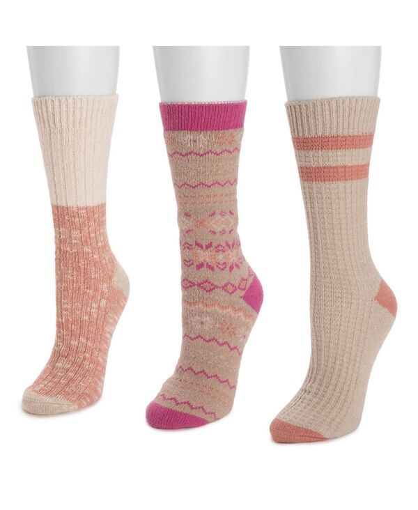 ムクルクス レディース アンダーウェア 靴下 ブーツ MUK LUKS Womens 3 Pack Boot Socks Pinkneutral ピンク