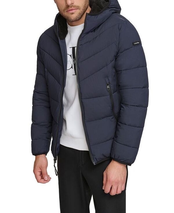 カルバンクライン メンズ アウター ジャケット・ブルゾン ジャケット Calvin Klein Mens Chevron Stretch Jacket With Sherpa Lined Hood T 19,586円
