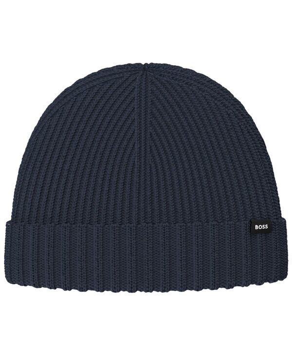 ヒューゴボス メンズ アクセサリー 帽子 リブ Hugo Boss Mens Ribbed Hat Navy ネイビー