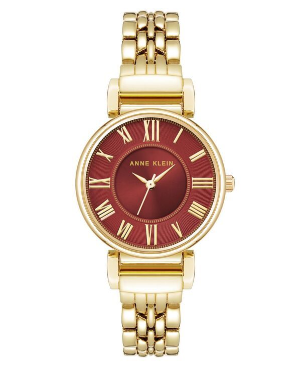 アンクライン レディース アクセサリー 腕時計 Anne Klein Womens Quartz Red Romanumeral Dial GoldTone Alloy Watch 30mm RedG